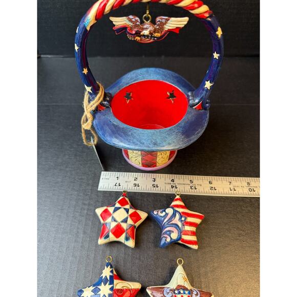 Jim Shore Star Spangled Splendor Patriotic Basket Stars Eagle No Box *READ - Picture 5 of 12